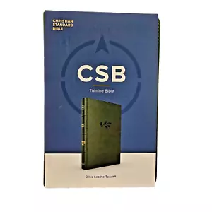 CSB Thinline Bible God's Word in Red Olive Green Leathertouch Cover Holeman - Picture 1 of 4