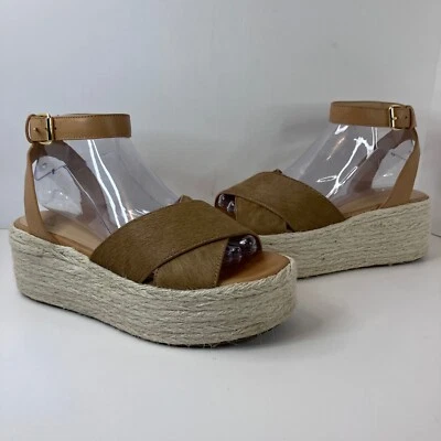 Talla 8.5 SEY by Seychelles Alpargatas Pelo de becerro Plataforma Correa al Tobillo Sandalias Foto 1 de 4