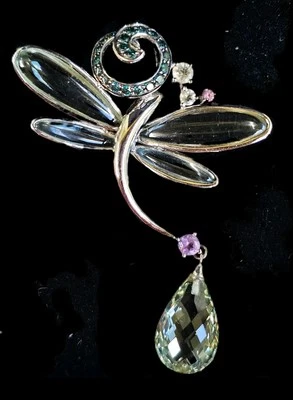Colgante libélula de diamantes y piedras múltiples de 18 quilates Foto 1 de 4