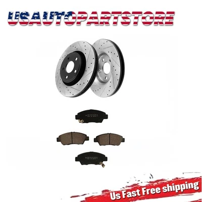 261.9mm Front Drilled Slotted Rotors Brake Pad For Acura RSX 2002 2003 2004-2006 - Imagem 1 de 4