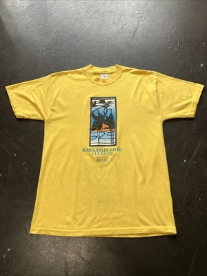 Camisa de Colección Y2K 2005 Kawkalin Michigan River Limpieza Gráfica Exterior Amarilla L Foto 1 de 4