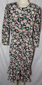 Vintage Diamond Run Dress, Black w/pink Roses. No Tag Size. D2290 - Bild 1 von 10