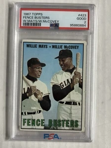 1967 Topps 423 Fence Busters Mays McCovey PSA 2 Giants - Imagen 1 de 1