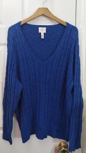 Plus Size St. John's Bay blauer Pullover mit Zopfmuster, Größe 3X - Bild 1 von 8