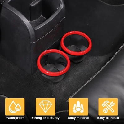 Portavasos de ventilación de aire trasero anillo rojo de acero al carbono para Seat Leon MK2 1P1 2008-12 Foto 1 de 4