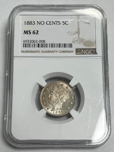1883 No Cents Liberty V Nickel NGC MS62 - Picture 1 of 2