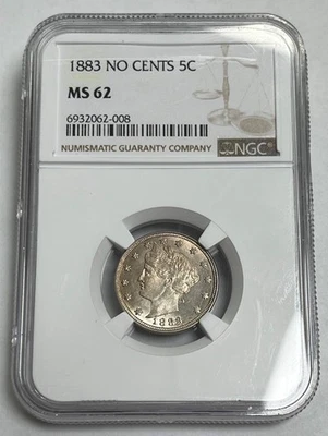 1883 No Cents Liberty V Nickel NGC MS62 - Image 1 of 2