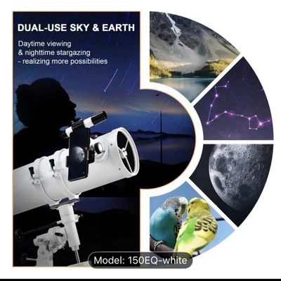 Telescopio reflector astronómico 150EQ de alta potencia, sin control remoto incluido Foto 1 de 4