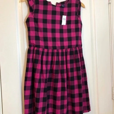 Gap pink black sleeveless buffalo check dress size XXL holiday festive girly - Image 1 of 4