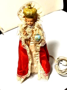 Vintage Nan-San infant of Prague Statue 12 Inches with Vestments Lighted - Picture 1 of 12