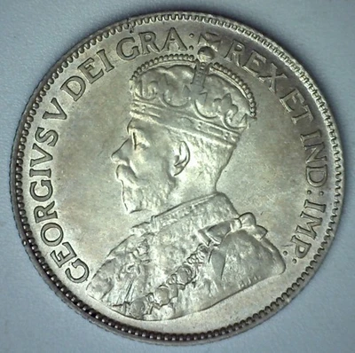 1920 Canada Silver Quarter 25c Canadian Coin Uncirculated 25 Cents Light Toning - Image 1 of 2