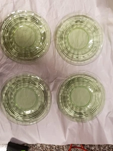 Juego de 4 platos de postre ópticos vintage de vaselina con bloque de uranio de 6-1/4" brillantes - Imagen 1 de 10