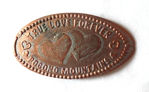 Vintage TRUE LOVE FOREVER POCONO MOUNTAINS Copper Tone Coin - Bild 1 von 4