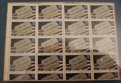 1995 POW & MIA - Never Forgotten Sheet of 16 US 32¢ Stamps  - Framed - NEW - Image 1 of 3