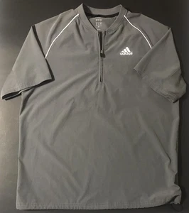 Adidas 3 Streifen Baseball Shirt Herren XL grau Kurzarm Windbreaker Jacke - Bild 1 von 9