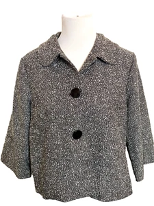 Elementz Women's Short Tweed Jacket Black/White Large - Picture 1 of 5