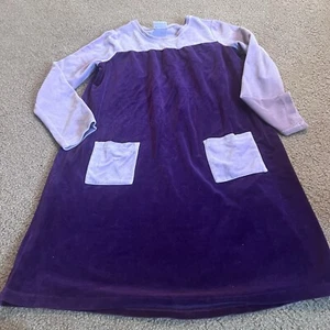 Hanna Andersson Block Velvet Long Sleeve Girls Dress 12 150 Purple Velour - Picture 1 of 4