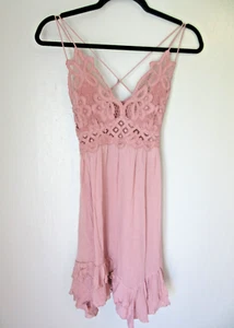 FREE PEOPLE Intimate Dusty Rose Lace Adelle Size XS Sexy Feminine Slip Dress - Bild 1 von 4