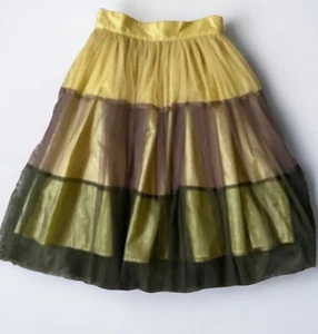 zwölf by Princess Tüllrock Damen xs Streifen olivgelb ausgestellt hoher Bund - Bild 1 von 11