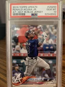 Ronald Acuna Jr. 2018 Topps Update US250 At-Bat In Blue Jersey RC Rookie PSA 10 - Picture 1 of 1