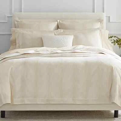 Sferra Piuma Stone King Duvet Set 3 PC Peach Cotton Sateen Jacquard Italy NEW - Image 1 of 4