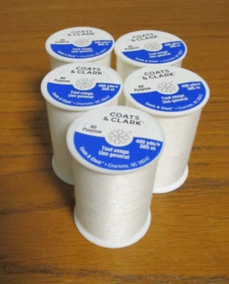 5 - Spools of Coats & Clark White - 230A-1 400 Yards All Purpose Sewing Thread - Image 1 of 4