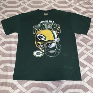 VTG Green Bay Packers Bold Print Helmet T Shirt Sz XL Cotton Park Tag (Flaws)!! - Picture 1 of 8