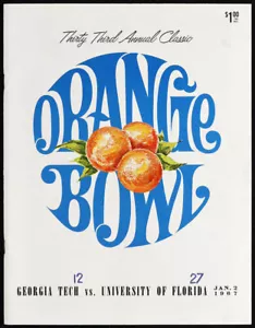 Orange Bowl 1967 * RARO * ¡Programa de fútbol americano Florida Georgia Tech Steve Spurrier! - Imagen 1 de 2