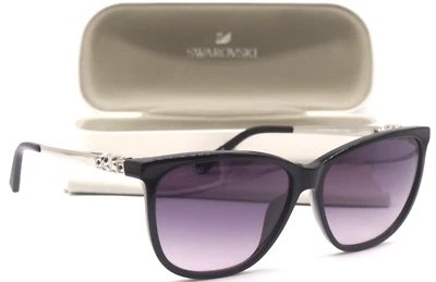 GAFAS DE SOL AUTÉNTICAS LENTES DEGRADADAS NEGRAS PLATEADAS/GRISES SWAROVSKI SK 225 01B 56-13 Foto 1 de 4