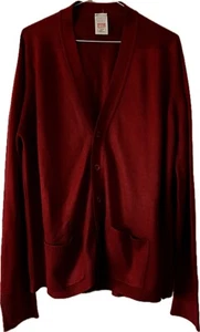 VINTAGE ST MICHAEL 1980S DARK RED CARDIGAN 1982 SWEATSHIRT RETRO M&S - Picture 1 of 5