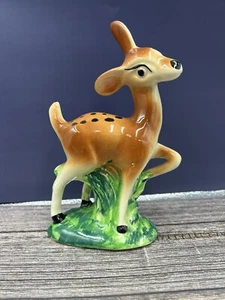 7.25” VINTAGE PORCELAIN CERAMIC HAND PAINTED BAMBI DEER FAWN FIGURINE JAPAN - Picture 1 of 3