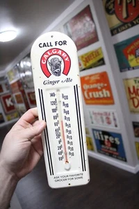 RARO 1950 CALGARY GINGER ALE SODA POP METAL EN RELIEVE TERMÓMETRO SIGNO BÚFALO - Imagen 1 de 17