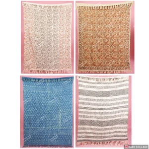Hand Loomed Cloth Soft Cotton Blanket, Sofa Cover, Boho Ethnic Beach Towel - Picture 1 of 36