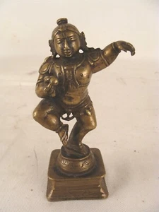 Antique 18C Indian Bronze Standing Boy Krishna Figure - Picture 1 of 7