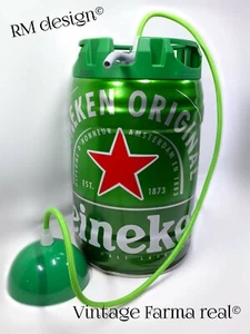 Heineken original fusto da 3,5 L-Lampada a sospensione - cavo rivestito in tinta - Foto 1 di 3