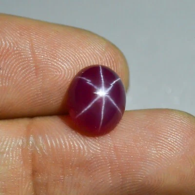 Lab Created Pink Star Ruby Oval Shape Loose Cabochon 3 Carats  - Image 1 of 3