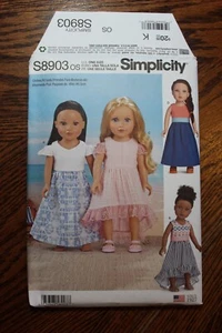 Ropa para muñeca Simplicity S8903 patrón 18" se adapta a maxi vestido American Girl, sin cortar - Imagen 1 de 3