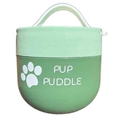Cuenco de viaje Pup Puddle con tapa - verde Foto 1 de 4