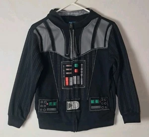 Star Wars Boys Large Darth Vader Hooded Sweatshirt Half Mask Zip Up - Picture 1 of 7