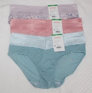 New set of 3 WARNER'S no muffin top HIPSTER panties LILAC FLORAL PEACH STRIPES L - Picture 1 of 5