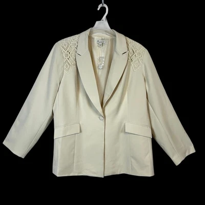 Chaqueta Blazer Mujer Colección Cato Marfil Crochet Encaje Adornado 22/24W Nueva con Etiquetas Foto 1 de 4