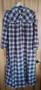 Camisón vintage LL Bean para mujer grande rojo franela a cuadros Cottagecore Granny - Imagen 1 de 15