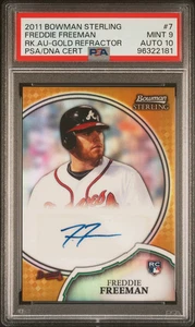 2011 Bowman Sterling Rookie Autografo Freddie Freeman #7 Oro 6/50 PSA 9 Auto 10 - Foto 1 di 2