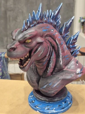 Busto Godzilla pintado a mano impreso en 3D de 12 pulgadas de alto Foto 1 de 4