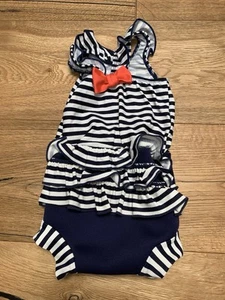 Splash About Swim Suit 3-6 Months Blue/white With Red Ribbons - Picture 1 of 2