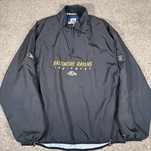 Reebok NFL Baltimore Ravens Pullover Lined Windbreaker Jacket Y2K Equipment L - Picture 1 of 12