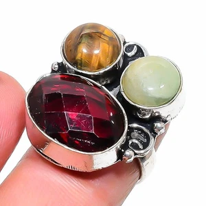 Mozambique Garnet, Multi Gemstone Gift 925 Sterling Silver Jewelry Ring 5.25" o3 - Picture 1 of 6