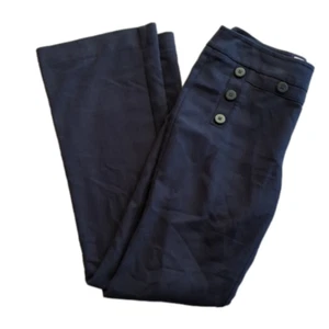 Cabi Mid Rise Navy Blue Sailor Button Style Flare Lightweight Pants Size 2 - Picture 1 of 6