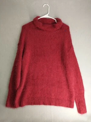 Suéter DKNY Mujer Grande Rojo Manga Larga Cuello Tortuga Tejido Apretado Sólido Pullover  Foto 1 de 4