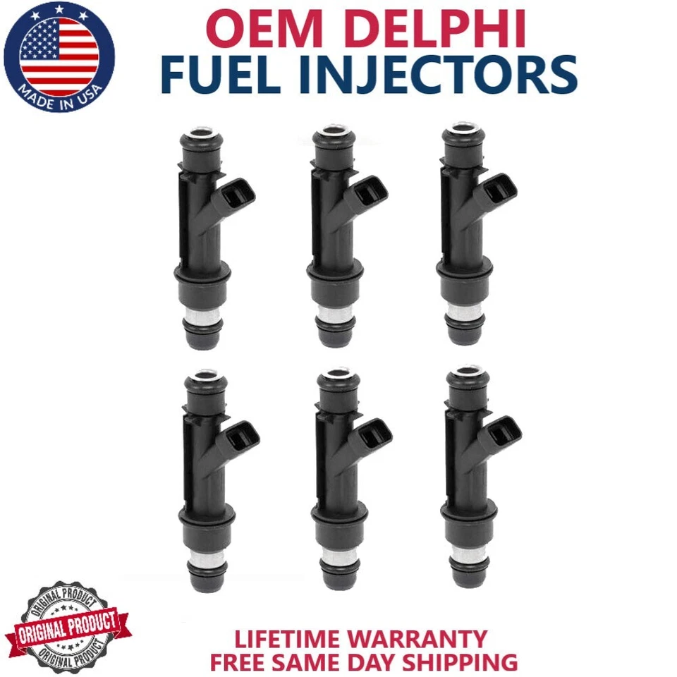 原始设备制造商 6X Delphi 燃油喷射器适用于 2004 - 2007 年别克 Rainier 雪佛兰 GMC 25345324 — 第 1/4 张图片